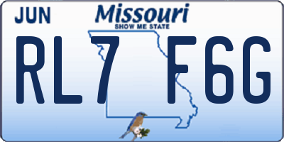 MO license plate RL7F6G