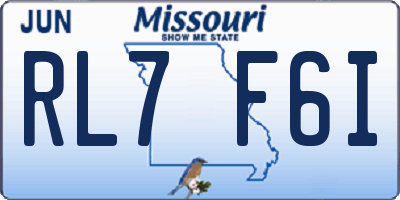 MO license plate RL7F6I