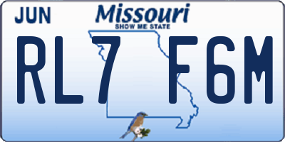 MO license plate RL7F6M
