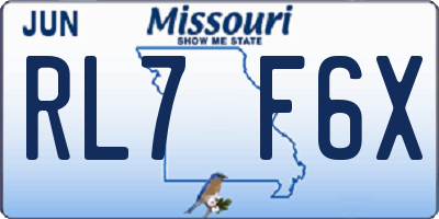 MO license plate RL7F6X
