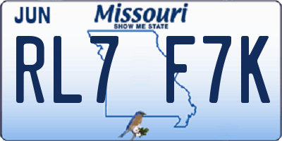 MO license plate RL7F7K
