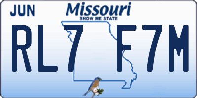 MO license plate RL7F7M