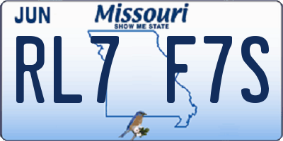 MO license plate RL7F7S