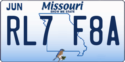 MO license plate RL7F8A