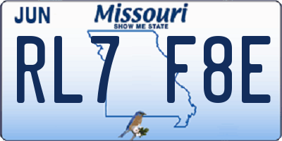 MO license plate RL7F8E