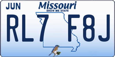MO license plate RL7F8J