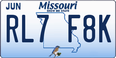MO license plate RL7F8K