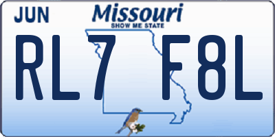 MO license plate RL7F8L