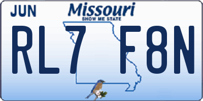 MO license plate RL7F8N