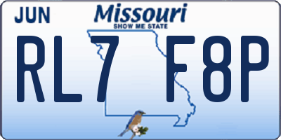 MO license plate RL7F8P