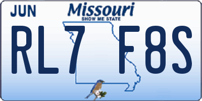 MO license plate RL7F8S