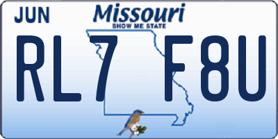 MO license plate RL7F8U