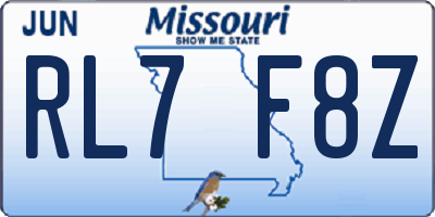 MO license plate RL7F8Z