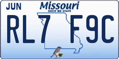 MO license plate RL7F9C