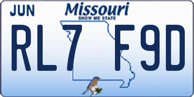 MO license plate RL7F9D