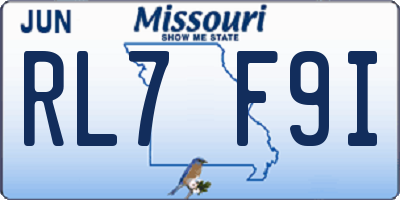 MO license plate RL7F9I