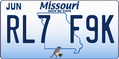 MO license plate RL7F9K