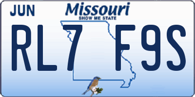 MO license plate RL7F9S