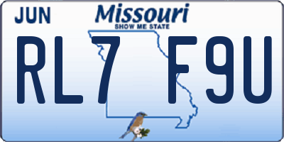 MO license plate RL7F9U