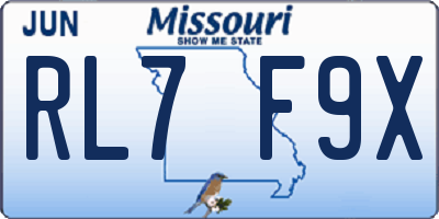 MO license plate RL7F9X