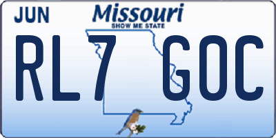 MO license plate RL7G0C