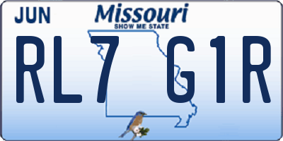 MO license plate RL7G1R