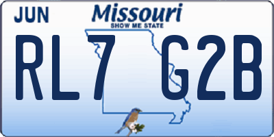 MO license plate RL7G2B