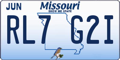 MO license plate RL7G2I