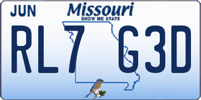 MO license plate RL7G3D