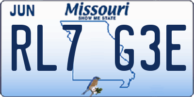 MO license plate RL7G3E