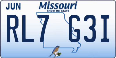 MO license plate RL7G3I