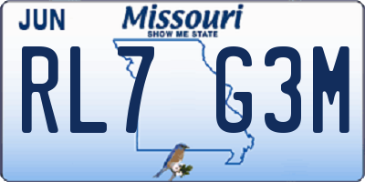 MO license plate RL7G3M