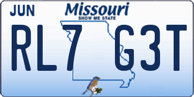 MO license plate RL7G3T