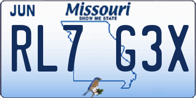 MO license plate RL7G3X