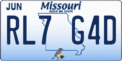 MO license plate RL7G4D