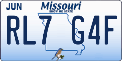 MO license plate RL7G4F