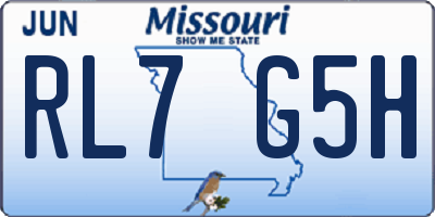 MO license plate RL7G5H