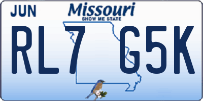 MO license plate RL7G5K