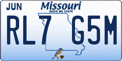MO license plate RL7G5M