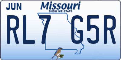 MO license plate RL7G5R