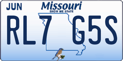 MO license plate RL7G5S