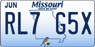 MO license plate RL7G5X