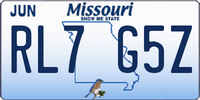 MO license plate RL7G5Z