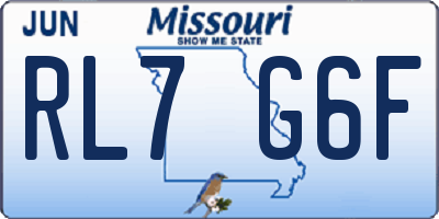 MO license plate RL7G6F