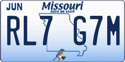 MO license plate RL7G7M