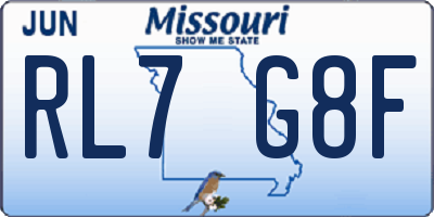 MO license plate RL7G8F