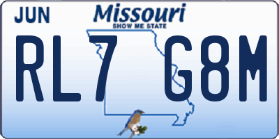 MO license plate RL7G8M
