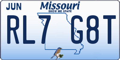 MO license plate RL7G8T