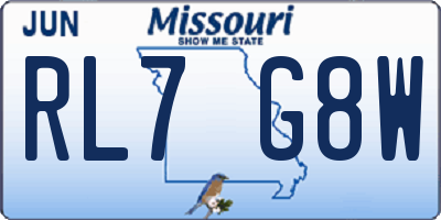 MO license plate RL7G8W