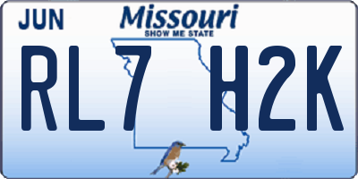 MO license plate RL7H2K